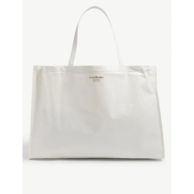 Shop Acne Studios Womens White Agele Logo-print Coated Canvas Tote Bag 1 Size