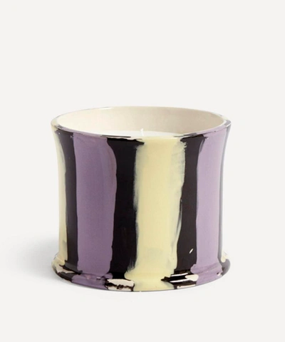 Shop Hay Striped Scented Fig Leaf Candle In Multicolour