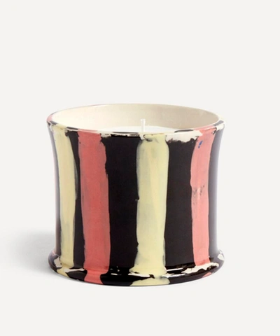Shop Hay Striped Scented Orange Flower Candle In Multicolour