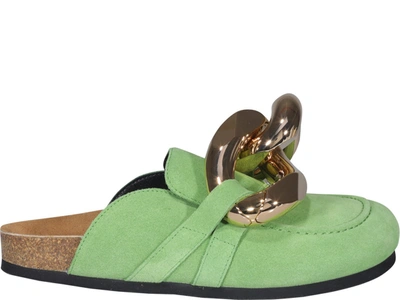Shop Jw Anderson Chain Loafer Mules In Green