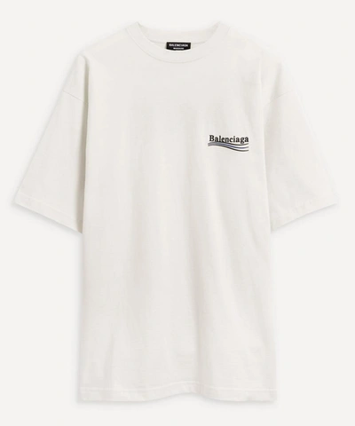 Shop Balenciaga Campaign Logo Oversized T-shirt In Dirty White