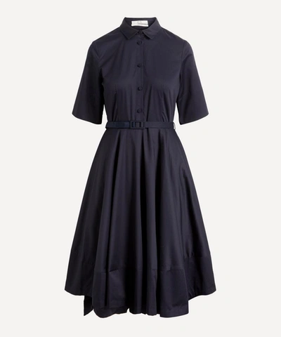 Shop Co Short-sleeved Flared Dress In Navy