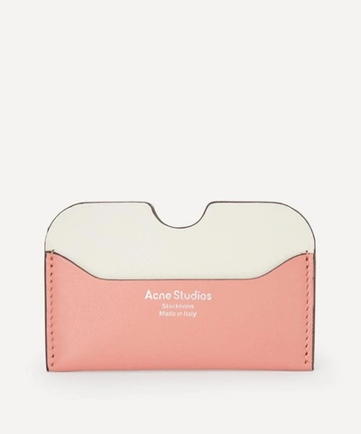 Shop Acne Studios Two-tone Leather Card Holder In Multi Pink