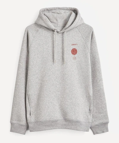 Shop Liberty Mr Face Organic Brushed Cotton-blend Hoodie In Grey