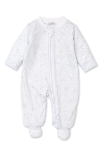 Kissy Kissy Baby's Bear Hugs Print Zip Front Footie In Light Blue