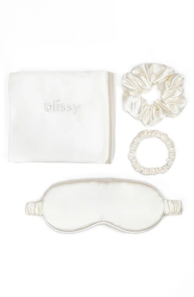 Shop Blissy Dream 4-piece Mulberry Silk Set In White Multi