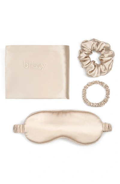 Shop Blissy Dream 4-piece Mulberry Silk Set In Metallic Gold