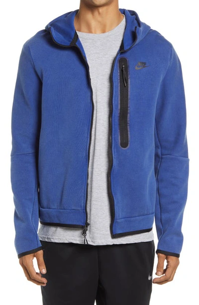 Shop Nike Tech Fleece Zip Hoodie In Deep Royal Blue/ Black