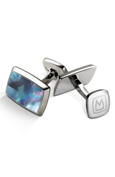 Shop M-clipr Stainless Steel Cuff Links In Stainless Steel/ Pearl