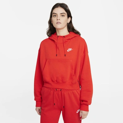 Shop Nike Sportswear Essential Women's Fleece Pants In Chile Red,white