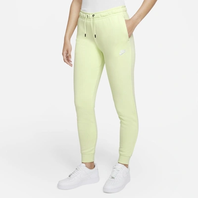 Shop Nike Sportswear Essential Women's Fleece Pants In Lime Ice,white