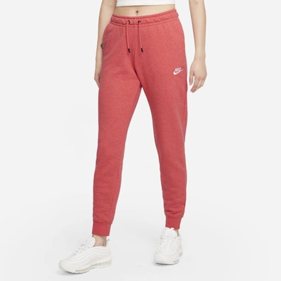 Shop Nike Sportswear Essential Women's Fleece Pants In Magic Ember,heather,white