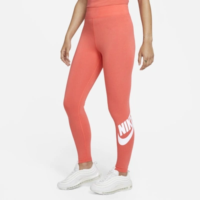 Shop Nike Sportswear Essential Women's High-waisted Leggings In Magic Ember,white
