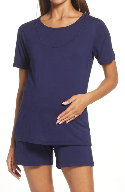 Shop Savi Mom Lima Maternity/nursing Pajamas In Navy