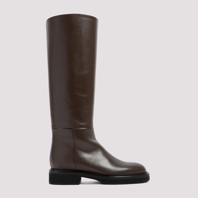 Shop Khaite Derby Knee High Riding Boots In Brown