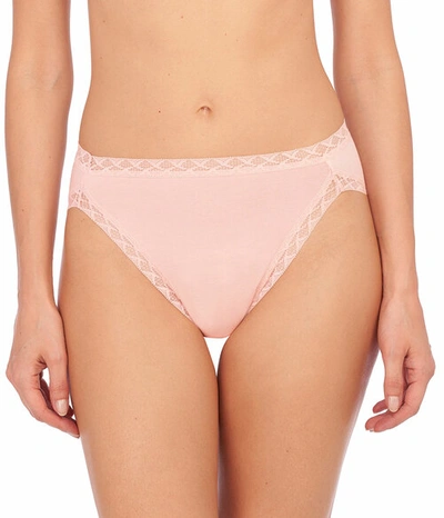 Shop Natori Intimates Bliss French Cut Brief Panty Underwear With Lace Trim In Delicate Peach