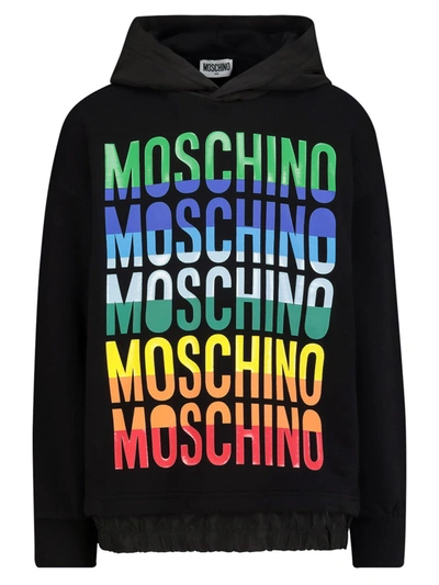 Shop Moschino Kids Hoodie For Boys In Black