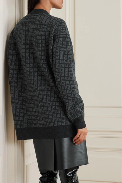 Shop Givenchy Oversized Intarsia Cashmere Cardigan In Gray