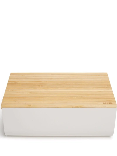 Shop Alessi Mattina Bread Box In Grey