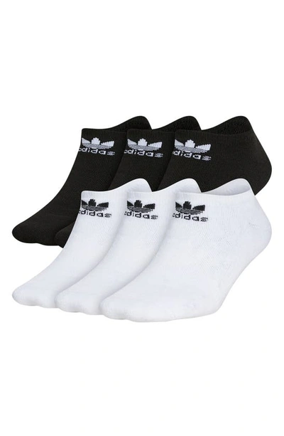 Shop Adidas Originals Trefoil 6-pack No-show Socks In Black/ White