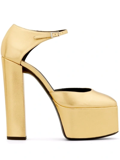 Shop Giuseppe Zanotti Bebe Platform Leather Sandals In Gold
