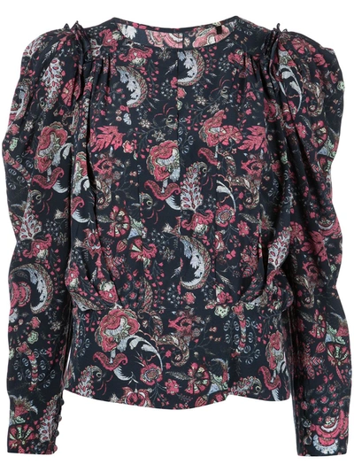 Shop Isabel Marant Floral-print Silk Blouse In Multicolour