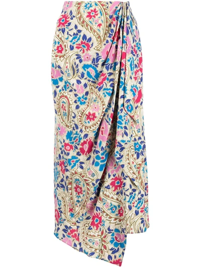 Shop Isabel Marant Floral-print Draped Skirt In Multicolour