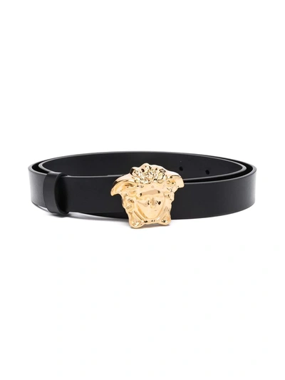 Shop Versace Medusa-plaque Leather Belt In Black