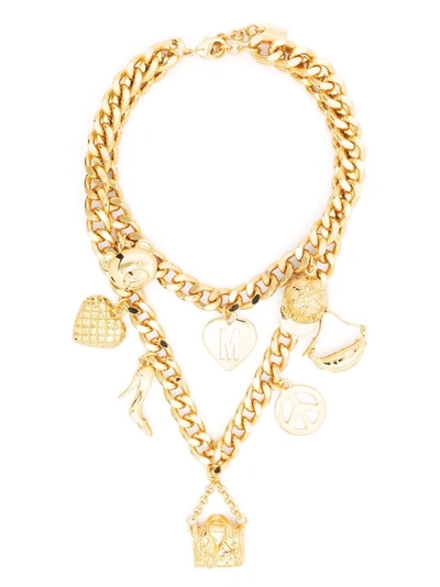 Shop Moschino Charm-detail Chain-link Necklace In Gold