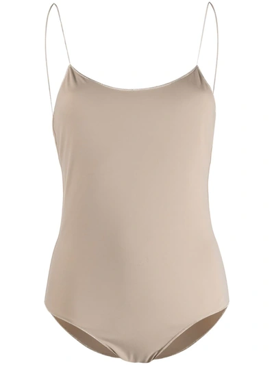 Shop Oseree Scoop-back Swimsuit In Neutrals