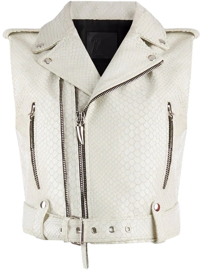 Shop Giuseppe Zanotti Snakeskin-effect Leather Vest In Weiss