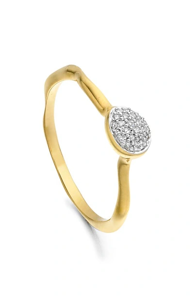 Shop Monica Vinader Siren Small Pavé Diamond Stacking Ring In Yellow Gold/ Diamond