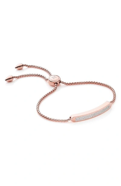 Shop Monica Vinader Baja Skinny Pavé Diamond Bracelet In Rose Gold