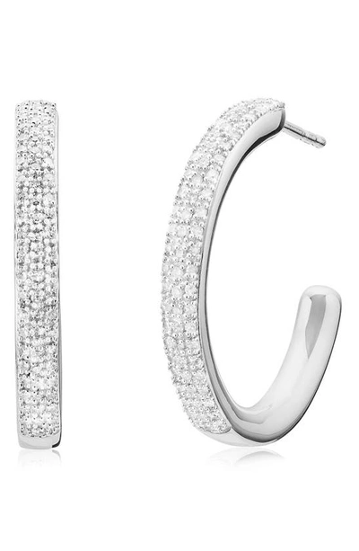 Shop Monica Vinader Fiji Large Diamond Hoop Earrings In Silver