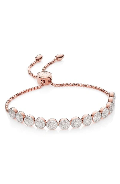 Shop Monica Vinader Fiji Beaded Chain Diamond Bracelet In Rose Gold