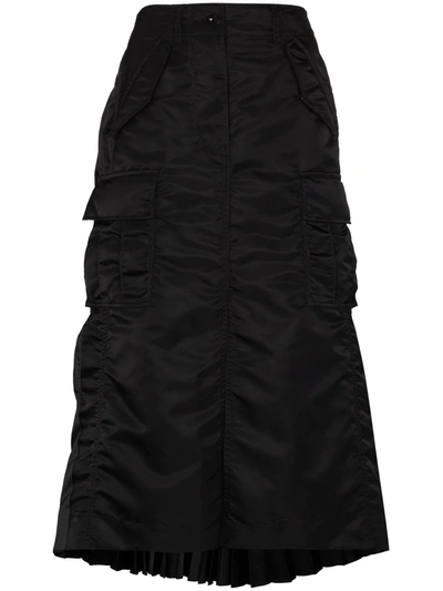 Shop Sacai High-waisted Pleated Midi Skirt In Black