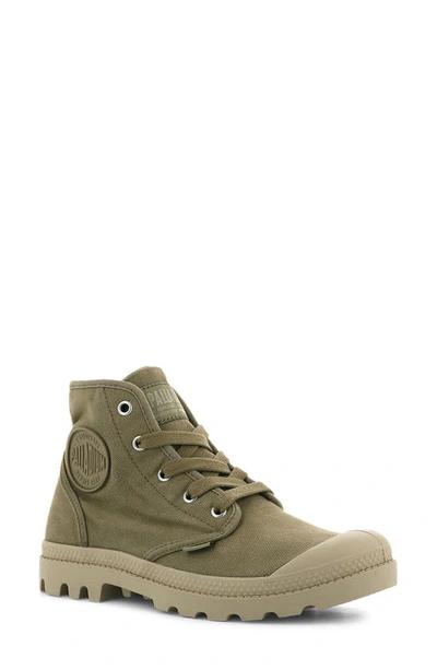 Shop Palladium Pampa Hi Bootie In Olive Textile