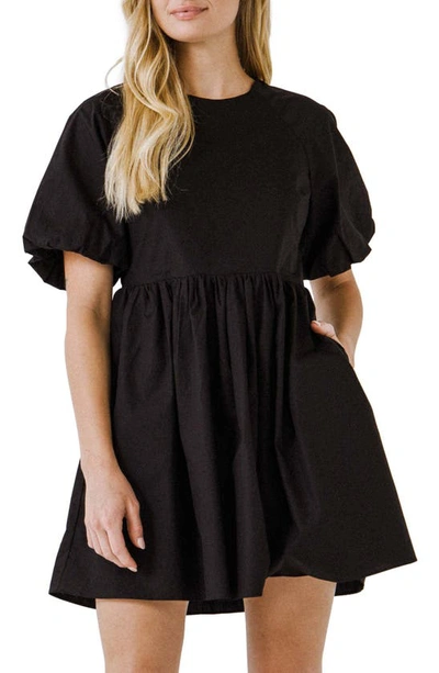 Shop English Factory Balloon Sleeve Minidress In Black