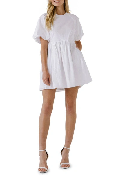 Shop English Factory Balloon Sleeve Minidress In White