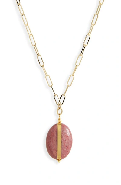 Shop Isabel Marant Stone Pendant Necklace In Rosewood