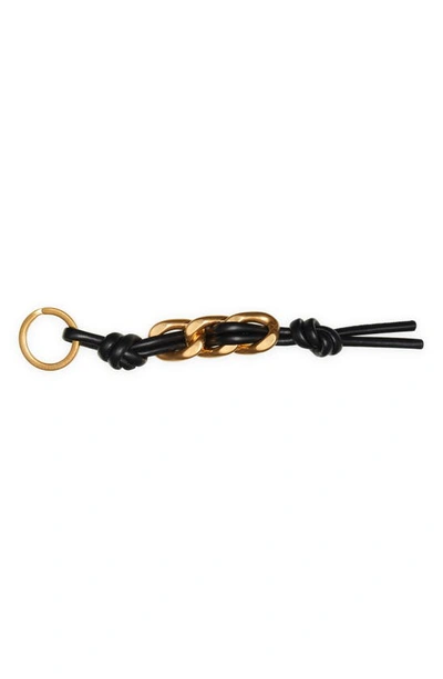 Shop Bottega Veneta Knot Chain Key Ring In Black-gold