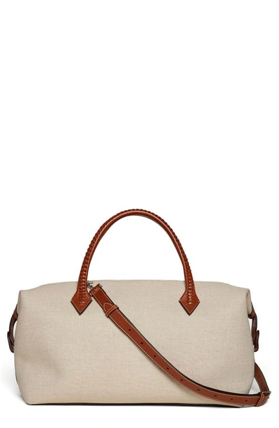 Shop Metier Perriand City Linen Duffle Handbag In Natural W Cognac