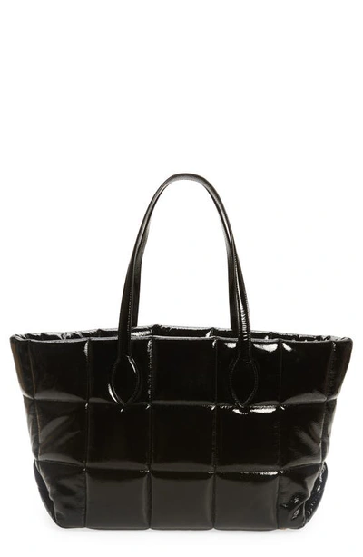 Shop Khaite Florence Quilted Patent Leather Tote In Black
