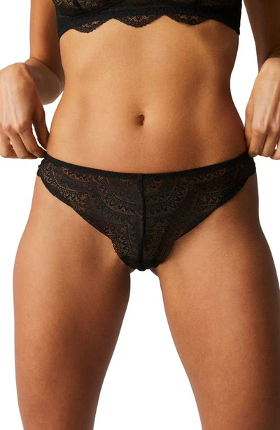 Shop Simone Perele Karma Lace Tanga In Black