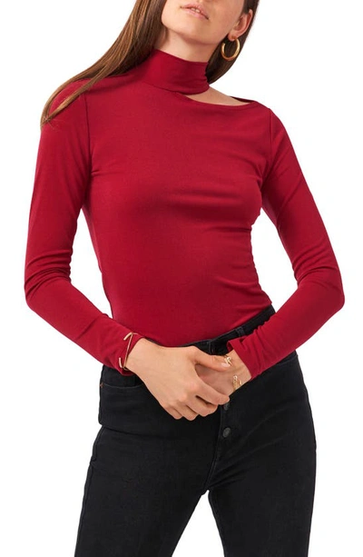 Shop 1.state One Shoulder Mock Neck Top In Ruby Red