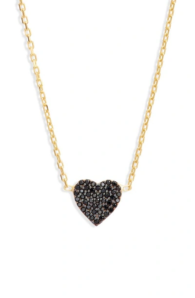 Shop Shymi Mini Pavé Heart Pendant Necklace In Gold/ Black