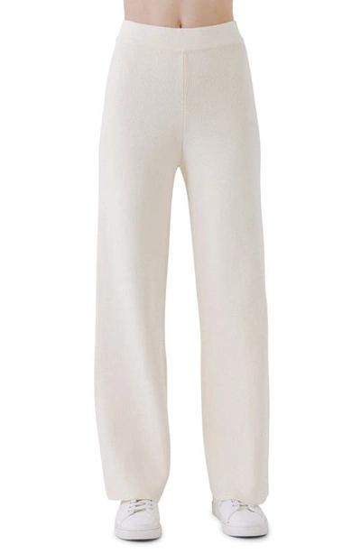 Shop English Factory Wide Leg Knit Pants In Ivory