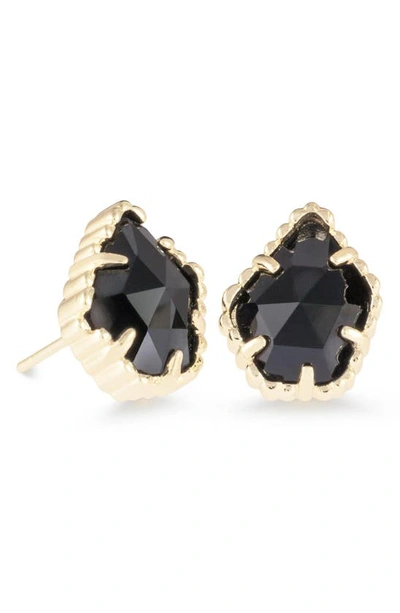 Shop Kendra Scott Tessa Stone Stud Earrings In Black/ Gold