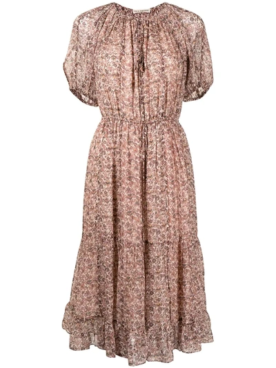 Shop Ulla Johnson Berenice Floral-print Silk Dress In Gardenia