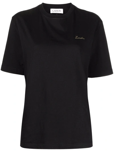Shop Lanvin Stitch-logo Cotton T-shirt In Schwarz